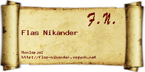 Flas Nikander névjegykártya